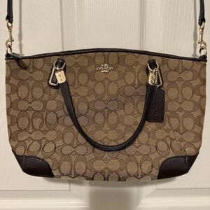 Coach Tan and Brown Signature Shoulder Bag